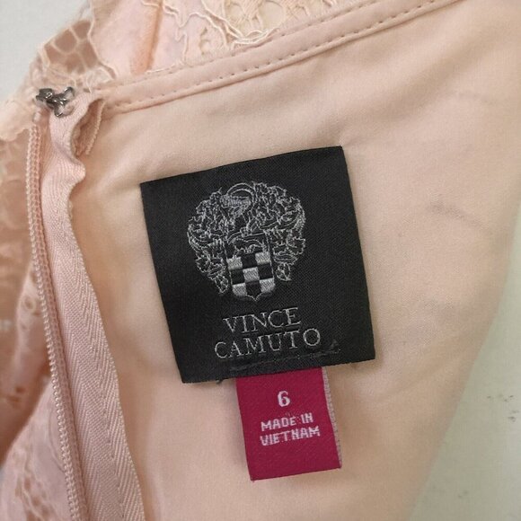 Vince Camuto Womens Sz 6 Lace Floral Flared Bell Sleeves Pink Peachy Shift Dress - Picture 4 of 12